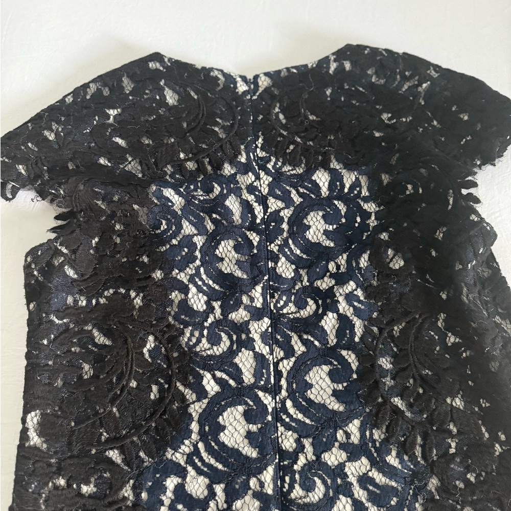 Tadashi Shoji Black and Navy Lace Midi Dress - Picture 7 of 11